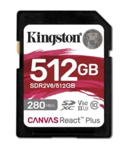 Kingston SD Card 512GB React Plus 280/150/MB/s U3 V60