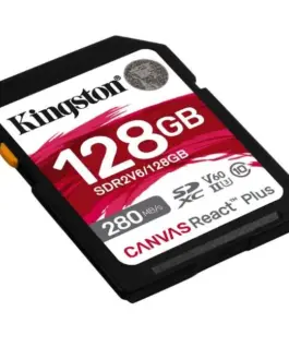 Kingston 128GB React Plus 280/100/MB/s U3 V60 SD Card