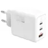 TB зарядно 2x USB C + USB A Power Delivery бял GaN 65W
