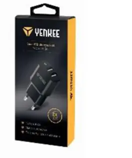 Alternative view of YENKEE зарядно 2 x USB A 12W 2.4A
