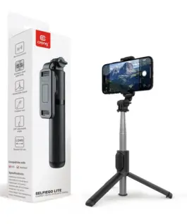 CRONG Compact selfie stick Bluetooth tripod черен