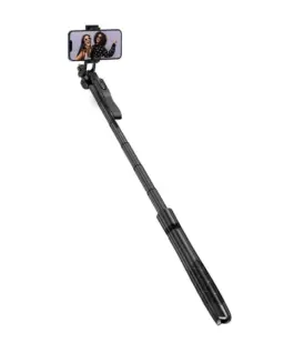 CRONG Aluminium selfie stick Bluetooth tripod черен