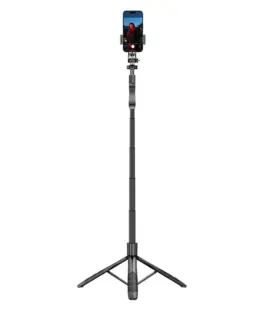 CRONG Aluminium selfie stick Bluetooth tripod черен