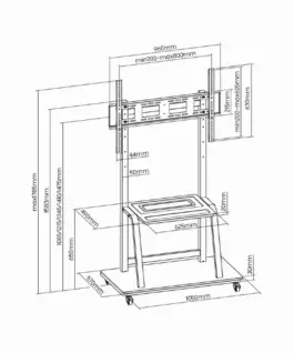 Gembird TV rack 37-100 inches on wheels