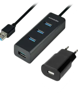 USB хъб AXAGON HUE-S2BP 4x USB3.0 Charging Hub 1.2m Cable MicroUSB Charging Incl. AC Adapter
