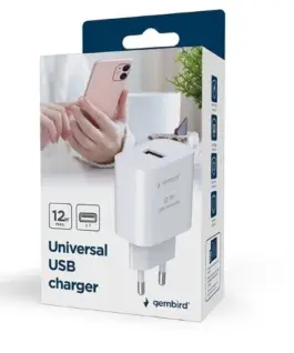 Alternative view of Gembird Ładowarka USB-A 2.4A biała