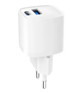 Gembird Mini-ładowarka USB-A USB-C 20W PD QC3.0 biała