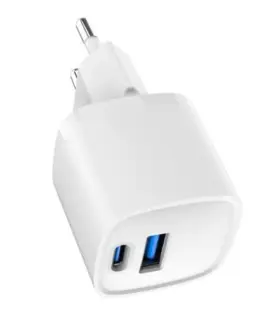 Gembird Mini-ładowarka USB-A USB-C 20W PD QC3.0 biała