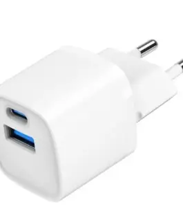 Gembird Mini-ładowarka USB-A USB-C 20W PD QC3.0 biała