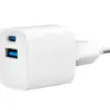Gembird Mini-ładowarka USB-A USB-C 20W PD QC3.0 biała