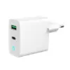 Gembird USB-A/USB-C зарядно LED 20W PD QC3.0 бял