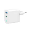 Gembird GaN USB-A USB-C зарядно LED 30W PD QC3.0 бял