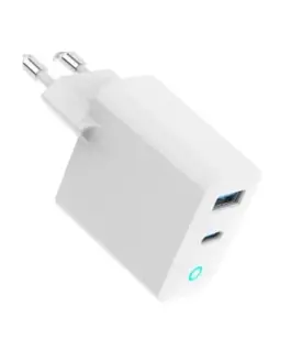 Gembird GaN USB-A USB-C зарядно LED 65W PD QC3.0 бял
