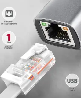 Alternative view of AXAGON ADE-TXPD USB-C 3.2 Gen1 LAN адаптер 1Gbit + PD
