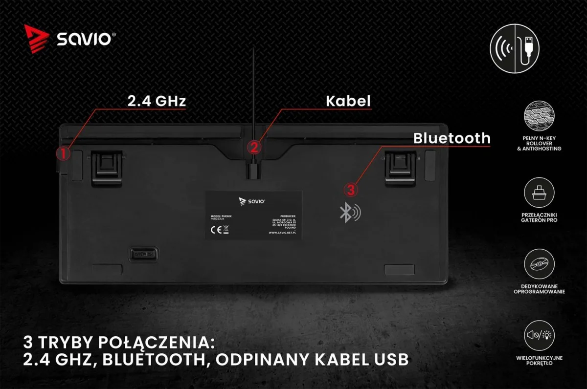 Savio Keyboard Phenix ABS червен Savio - Image 2