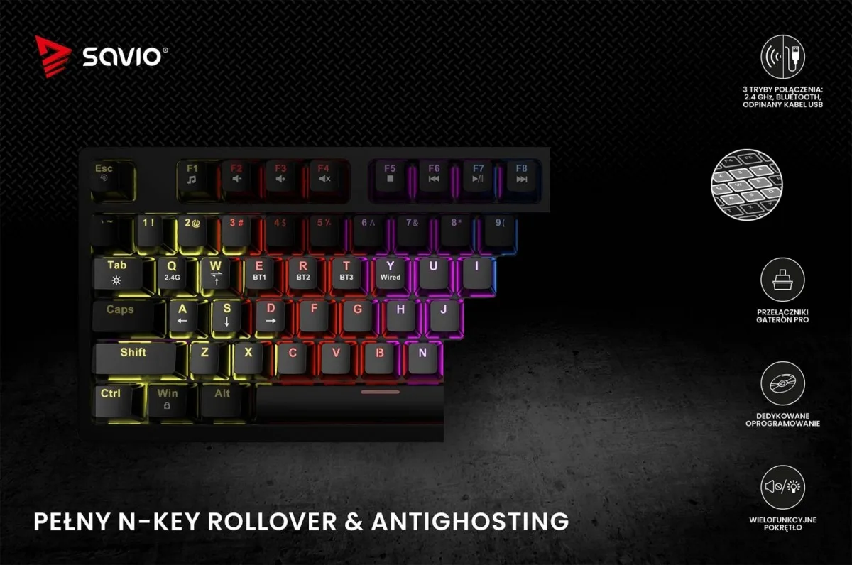 Savio Keyboard Phenix ABS червен Savio - Image 3