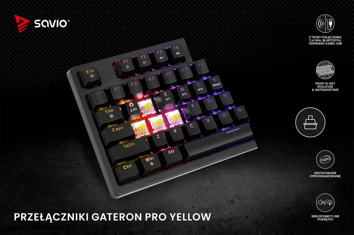 Savio Keyboard Phenix ABS червен Savio - Image 4