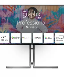 AOC Monitor U27U3CV 27 инча 4K Nano IPS HDMIx2 DP USB-C RJ45