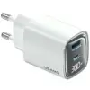 USAMS Charging 30W GaN LED USB+USB-C CC229 бял