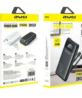 Alternative view of AWEI външна батерия 20000mAh P169 K 22,5W USB-C+Apple Cab