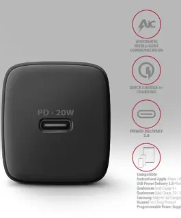 AXAGON ACU-PD20 PD&QC wall cha rger 20W 1x port черен