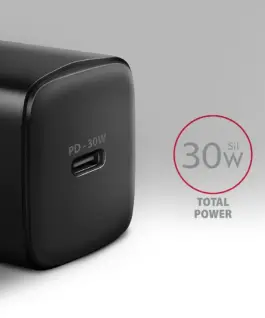 Alternative view of AXAGON ACU-PD30 PD&QC wall cha rger 30W 1x port USB-C