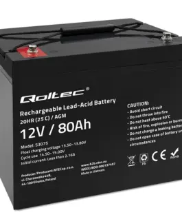 Qoltec AGM battery 12V 80Ah