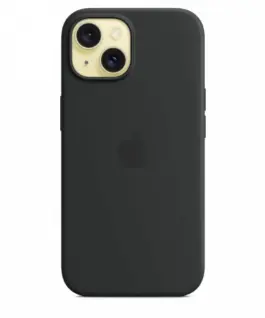 Apple Silicone case with MagSafe for iPhone 15 – черен
