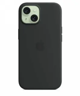 Apple Silicone case with MagSafe for iPhone 15 – черен