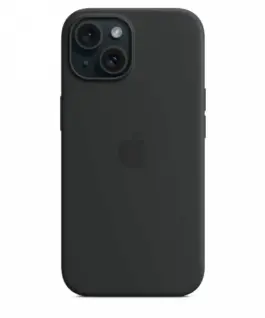 Apple Silicone case with MagSafe for iPhone 15 – черен