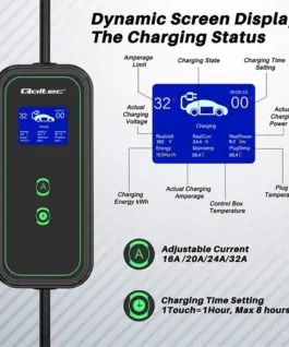 Qoltec Mobile EV зарядно with adjustable 2in1