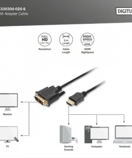 Digitus HDMI 1.3 кабел 2m HDMI A/DVI-D