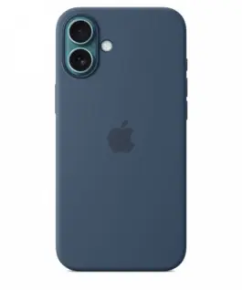 Alternative view of Apple Silicone case with MagSafe for iPhone 16 Plus - denim