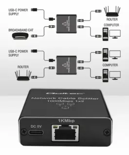Qoltec Splitter mini SWITCH 1×2 port RJ45 1000Mbps