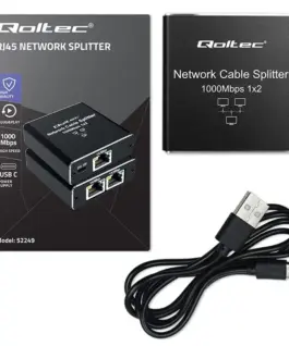 Qoltec Splitter mini SWITCH 1×2 port RJ45 1000Mbps