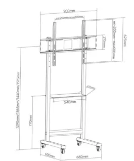 Alternative view of Techly Mobile stand 50-90 inches 70kg with AV shelf