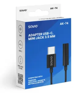 Alternative view of Savio адаптер audio USB-C Jack 3,5mm AK-74