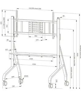 Alternative view of Neomounts FL50-575WH1 MOVE Go 65-110 100x100-1000x600 125kg h:129-139cm MOVE Go XL