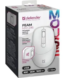 Defender WIRELESS мишка SILENT C LICK FEAM бял