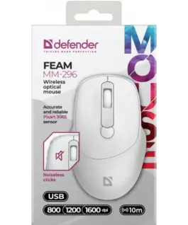 Defender WIRELESS мишка SILENT C LICK FEAM бял