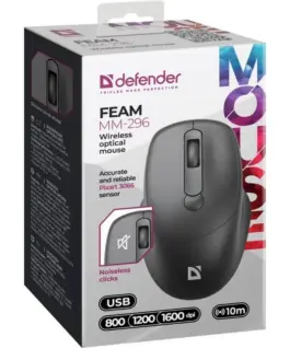 Defender WIRELESS мишка SILENT C LICK FEAM черен - Image 7