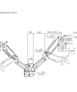 Alternative view of Maclean Wall mount for two monitors MC-988