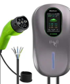 Qoltec зарядна станция EV 2w1 Typ2 | 22kW | Wi-Fi | TUYA | LCD | RFID |3 fazy | Wallbox |