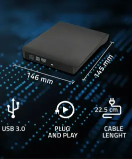 Alternative view of Qoltec Optical drive case CD/ DVD SATA,USB3.0 9.5mm