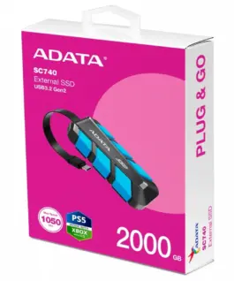 Alternative view of Adata външен SSD SC740 2TB U3.2C 1050/1000 MB/s blue