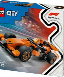 Alternative view of LEGO City 60442 F1 Driver with McLaren Race Car