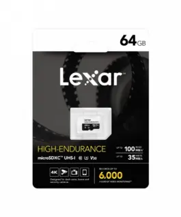 Alternative view of Lexar microSD High Endurance card 64GB C10 A1 U1 V30 100/35MB/s