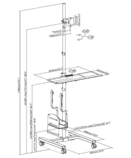 Maclean CPU монитор cart stand on wheels
