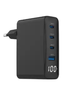 Gembird универсално зарядно 100W GaN 1xUSB-A 3xUSB-C fast зарядно LCD