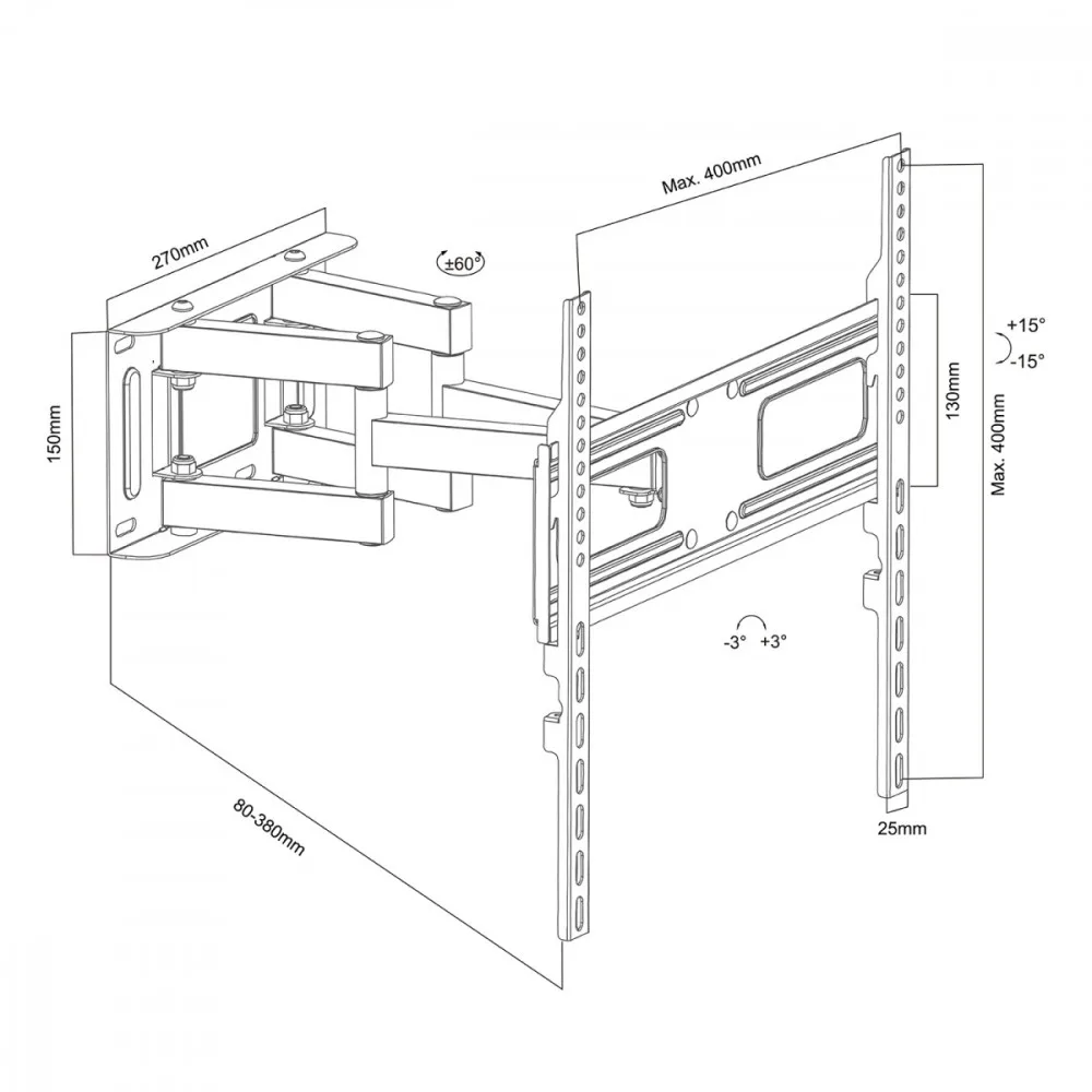 Maclean TV bracket for 21-75 50kg, MC-788 - Image 3